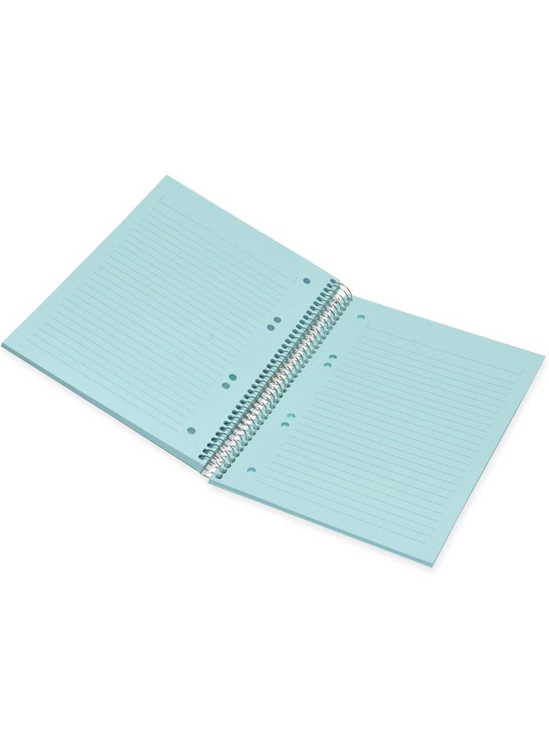 FIS Spiral Hard Cover Color Notebook, Single Ruled, 100 Sheets, Blue Color Paper, Micro Perforation, 6 Punch Holes and Safety Lock, 80 gsm, B5 Size - FSNBSB5100BL - Image 2